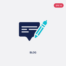 Two Color Blog Vector Icon From Blogger And Influencer Concept. Isolated Blue Blog Vector Sign Symbol Can Be Use For Web, Mobile And Logo. Eps 10