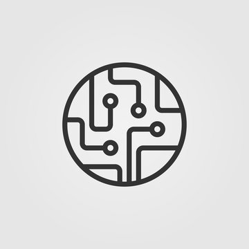Circuit Board icon isolated on white background. Trendy flat style. Black vector icon modern and simple flat symbol for web site, mobile app, UI. Vector illustration.
