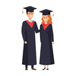 © Gstudio - young couple students graduated characters