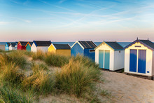 Brightly Coloured Beach Huts At Southwold