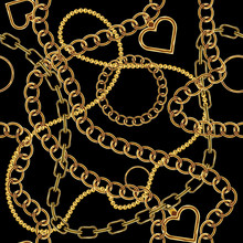 Cute Gold Chain Texture Seamless. Flat And Solid Color Vector Illustration.