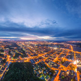 Fototapeta  - Night city of Kiev, Ukraine. Panoramic aerial view
