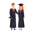 © Gstudio - young couple students graduated characters