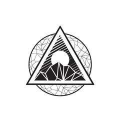 Wall Mural - Mountain landscape triangle circle logo design