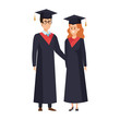 © Gstudio - young couple students graduated characters
