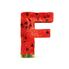 Watermelon Alphabet isolated on white background (Letter F)