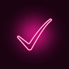 Poster - sign checked neon icon. Elements of web set. Simple icon for websites, web design, mobile app, info graphics