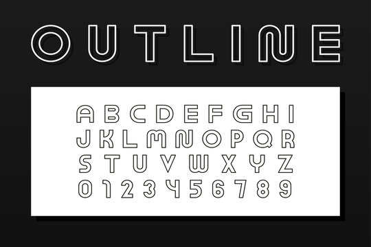 Vector outline modern font. Trendy english contour alphabet. Simple minimalistic latin letters and numerals.
