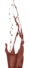 Sticker - chocolate splash on white background