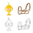 Vector illustration of equipment and riding symbol. Collection of equipment and competition stock symbol for web.