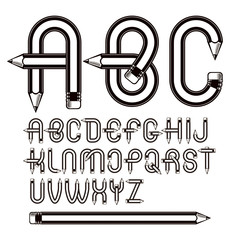 Aufkleber - set of vector capital alphabet letters isolated made with pencils, creative writing idea. for use in