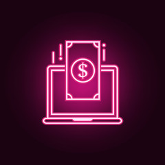 Poster - virtual money neon icon. Elements of web set. Simple icon for websites, web design, mobile app, info graphics