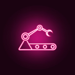 Poster - robot in production neon icon. Elements of web set. Simple icon for websites, web design, mobile app, info graphics
