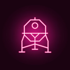 Poster - space station neon icon. Elements of web set. Simple icon for websites, web design, mobile app, info graphics