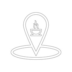 Poster - Coffee shop location with coffee cup line icon. Element of web for mobile concept and web apps icon. Outline, thin line icon for website design and development, app development