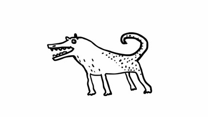 Sticker - Funny barking dog. Seamless loop hand drawn animation.