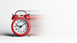 Red Alarm Clock with Blur Effect on White Background