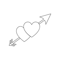 Poster - two hearts with an arrow icon. Element of valentine's day, wedding for mobile concept and web apps icon. Outline, thin line icon for website design and development, app development