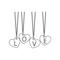 Poster - pendant with hearts of love icon. Element of valentine's day, wedding for mobile concept and web apps icon. Outline, thin line icon for website design and development, app