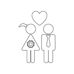 Poster - loving couple in the shape of hearts icon. Element of valentine's day, wedding for mobile concept and web apps icon. Outline, thin line icon for website design and development