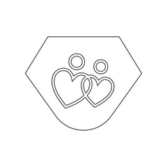 Poster - loving couple with heart icon. Element of valentine's day, wedding for mobile concept and web apps icon. Outline, thin line icon for website design and development, app development