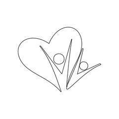 Poster - couple in love raise their heart icon. Element of valentine's day, wedding for mobile concept and web apps icon. Outline, thin line icon for website design and development