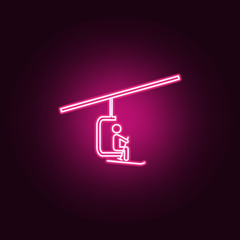 Poster - ski resort elevator neon icon. elements of turizm set. simple icon for websites, web design, mobile 
