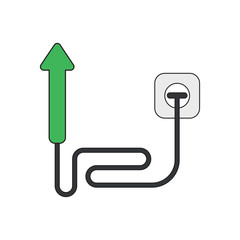 Poster - Vector icon concept of arrow moving up with cable and plugged into outlet.