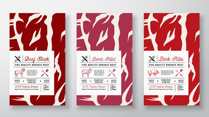 Wall Mural - premium quality abstract vector meat labels cover set. packaging design. modern typography and hand 