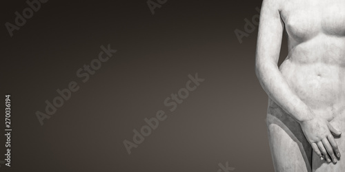 Fotomural Marble body lines of young naked Roman woman of Renaissance Era at smooth gradie