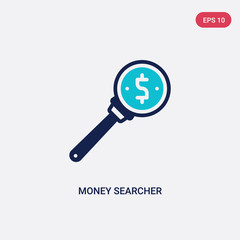 Poster - two color money searcher vector icon from business concept. isolated blue money searcher vector sign