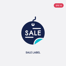 Two Color Sale Label Vector Icon From Commerce Concept. Isolated Blue Sale Label Vector Sign Symbol Can Be Use For Web, Mobile And Logo. Eps 10