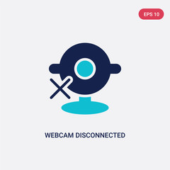 Poster - two color webcam disconnected vector icon from computer concept. isolated blue webcam disconnected v