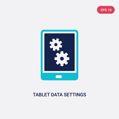 Poster - two color tablet data settings vector icon from computer concept. isolated blue tablet data settings