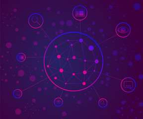 Poster - Artificial intelligence services that provide smart search, image recognition, voice recognition, text analysis. Dark background