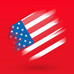 Paint stroke in Usa flag on red background, vector