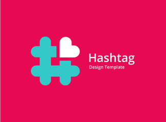 Poster - hashtag symbol heart logo icon design template elements