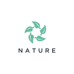 Poster - Vector logo of nature in linear style. Outline icon of simple landscape with trees, sun, fields - business emblems, badge for a travel, farming and ecology concepts, health, spa and yoga Center.