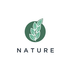 Poster - Vector logo of nature in linear style. Outline icon of simple landscape with trees, sun, fields - business emblems, badge for a travel, farming and ecology concepts, health, spa and yoga Center.