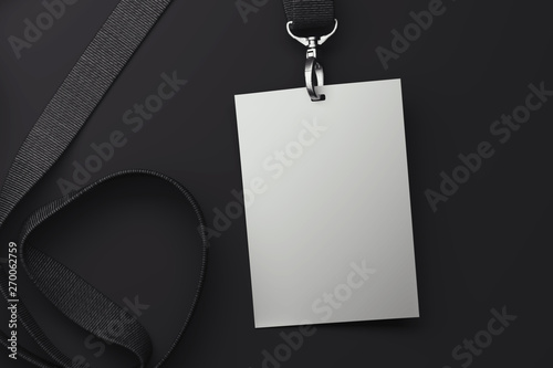 Fotomural White badge on black lanyard. 3d rendering