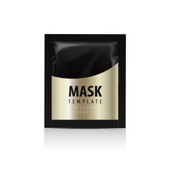 Wall Mural - Facial Mask. Cosmetics Gold Pack. Vector package design for face mask