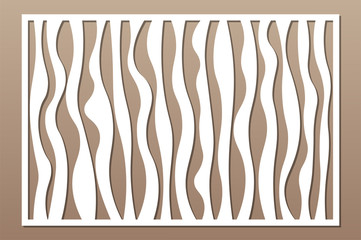 Laser cut panel. Decorative card for cutting. Abstract lines art geometry pattern. Ratio 2:3. Vector illustration.