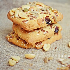 Wall Mural - Delicious shortbread with nuts.sesame seeds and sunflower seeds.Dessert for tea.