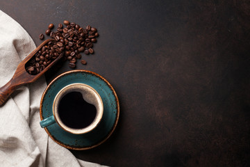 Canvas Print - Coffee cup on old kitchen table