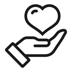 Wall Mural - heart on hand - minimal line web icon. simple vector illustration. concept for infographic, website or app.