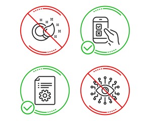 Poster - Do or Stop. Paint brush, Technical documentation and Mobile survey icons simple set. Artificial intelligence sign. Creativity, Manual, Phone quiz test. All-seeing eye. Education set. Vector