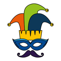 Poster - carnival mask with joker hat and mustache