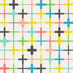 Wall Mural - Seamless crosses pattern. Background with colorful different pluses