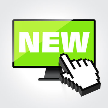 New word display on High-quality computer display, monitor screen.