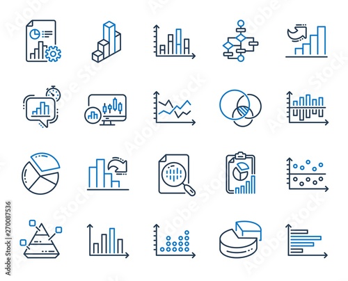Cuadros en Lienzo Charts and Diagrams line icons